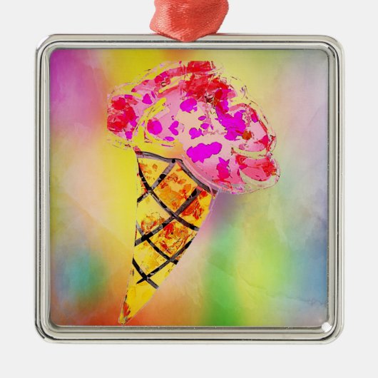 Ice Cream Cone Metal Ornament (Voorkant)