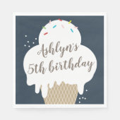 Ice Cream Cone Navy Blue Kids Birthday Party Servet (Voorkant)
