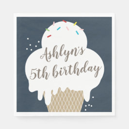 Ice Cream Cone Navy Blue Kids Birthday Party Servet