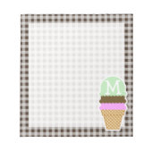 Ice Cream Cone on Bistre Brown Gingham Notitieblok (Voorkant)