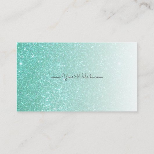 Ice Cream Cone on Blauwgroen Glitter Gradient Visitekaartje (Achterkant)