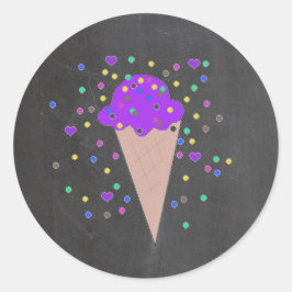 Ice Cream Cone on Chalkboard Background Ronde Sticker