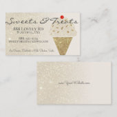 Ice Cream Cone on Glitter Gradient Sweet Shop Visitekaartje (Voorkant / Achterkant)