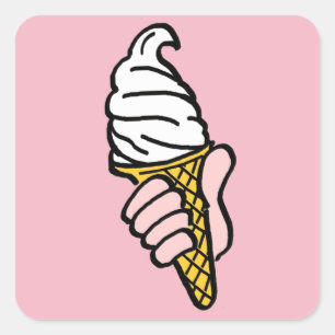 Ice Cream Cone-ontwerp Vierkante Sticker