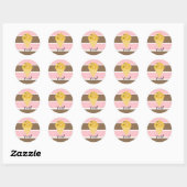 Ice Cream Cone op een Neapolitan Stripe Ronde Sticker (Vel)