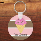 Ice Cream Cone op een Neapolitan Stripe Sleutelhanger (Voorkant)