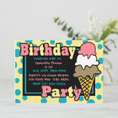 Ice Cream Cone Party Kaart (Staand voorkant)