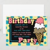 Ice Cream Cone Party Kaart (Voorkant / Achterkant)