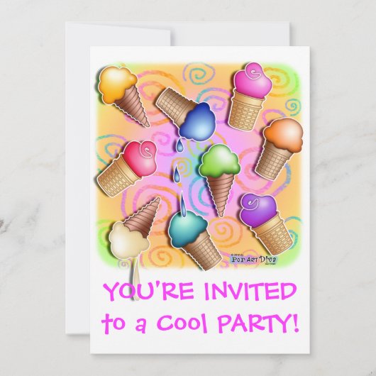Ice Cream Cone Party-uitnodiging Kaart (Voorkant)