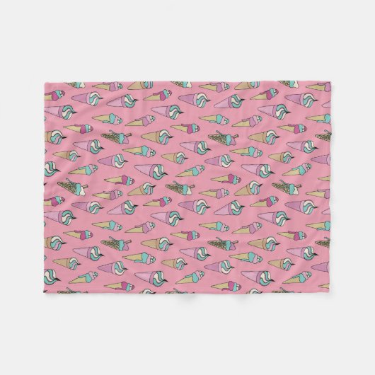 Ice Cream Cone Patroon Fleece Deken (Voorkant (Horizontaal))