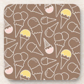 Ice Cream Cone Pattern on Brown Bier Onderzetter (Voorkant)