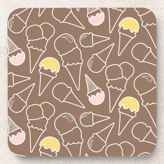 Ice Cream Cone Pattern on Brown Bier Onderzetter (Voorkant)