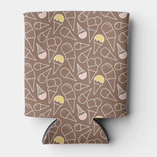 Ice Cream Cone Pattern on Brown Blikjeskoeler (Voorkant)