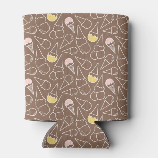 Ice Cream Cone Pattern on Brown Blikjeskoeler (Achterkant)