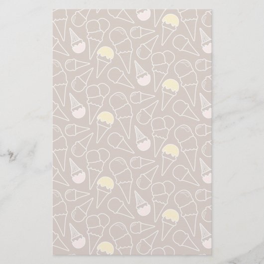 Ice Cream Cone Pattern on Brown Briefpapier (Voorkant)