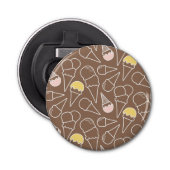 Ice Cream Cone Pattern on Brown Button Flesopener (Voorkant)