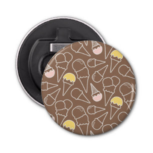 Ice Cream Cone Pattern on Brown Button Flesopener