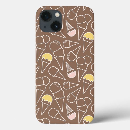 Ice Cream Cone Pattern on Brown Case-Mate iPhone Case (Achterkant)