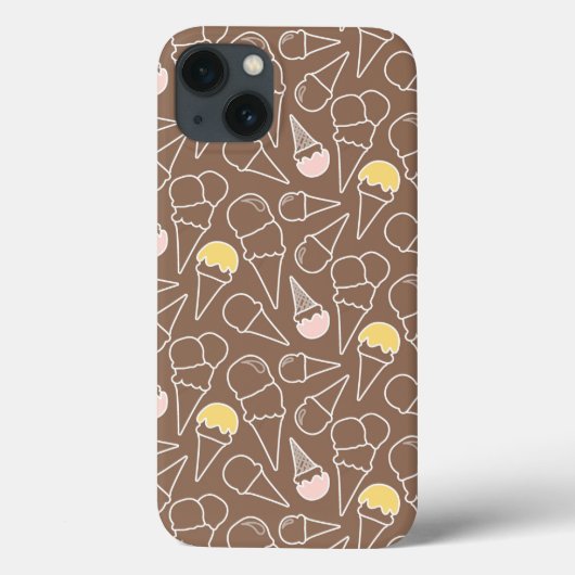 Ice Cream Cone Pattern on Brown Case-Mate iPhone Case (Achterkant)