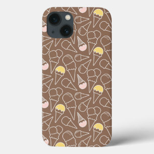 Ice Cream Cone Pattern on Brown iPhone 13 Hoesje
