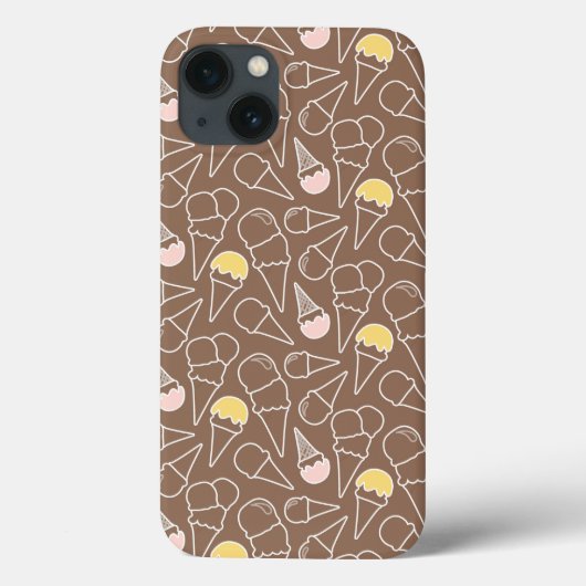 Ice Cream Cone Pattern on Brown Case-Mate iPhone Case (Achterkant)