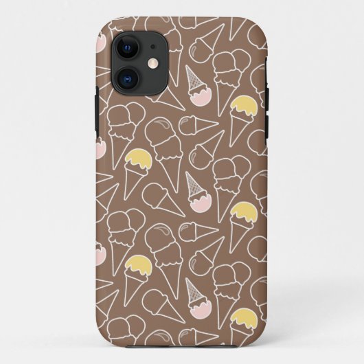 Ice Cream Cone Pattern on Brown Case-Mate iPhone Case (Achterkant)