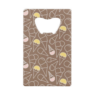 Ice Cream Cone Pattern on Brown Creditkaart Flessenopener