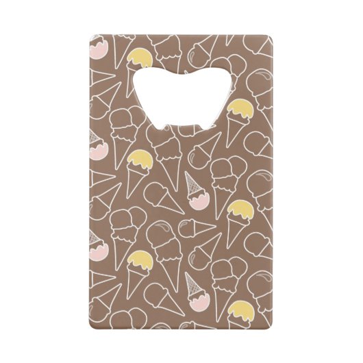 Ice Cream Cone Pattern on Brown Creditkaart Flessenopener (Achterkant)