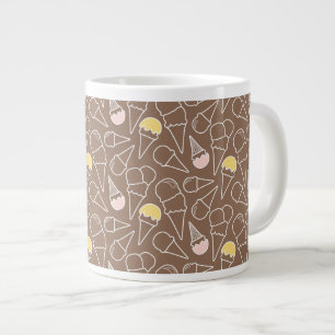 Ice Cream Cone Pattern on Brown Grote Koffiekop