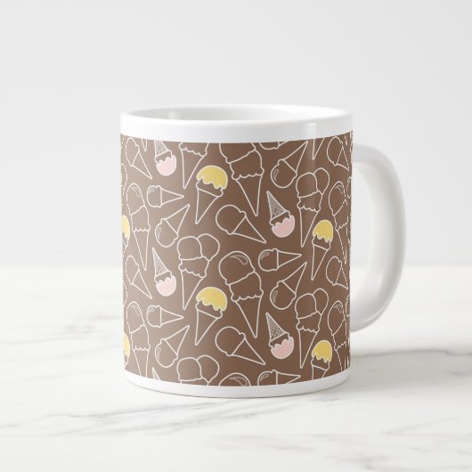 Ice Cream Cone Pattern on Brown Grote Koffiekop (Voorkant rechts)