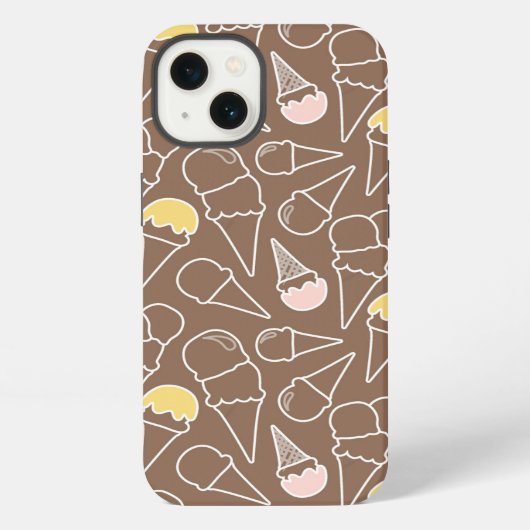 Ice Cream Cone Pattern on Brown iPhone Hoesje (Achterkant)