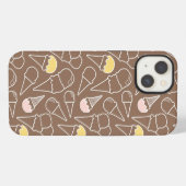 Ice Cream Cone Pattern on Brown iPhone Hoesje (Achterkant horizontaal)