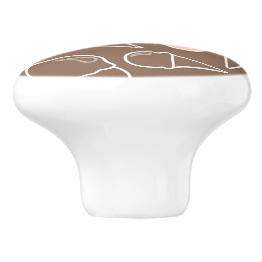 Ice Cream Cone Pattern on Brown Keramische Knop (Zijkant)