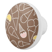 Ice Cream Cone Pattern on Brown Keramische Knop (Rechts)
