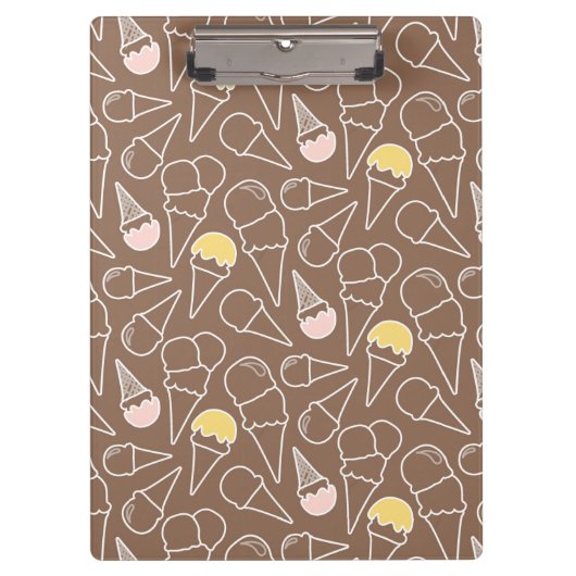Ice Cream Cone Pattern on Brown Klembord (Voorkant)