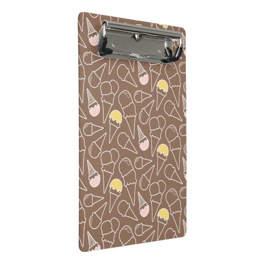 Ice Cream Cone Pattern on Brown Mini Klembord (Schuin)