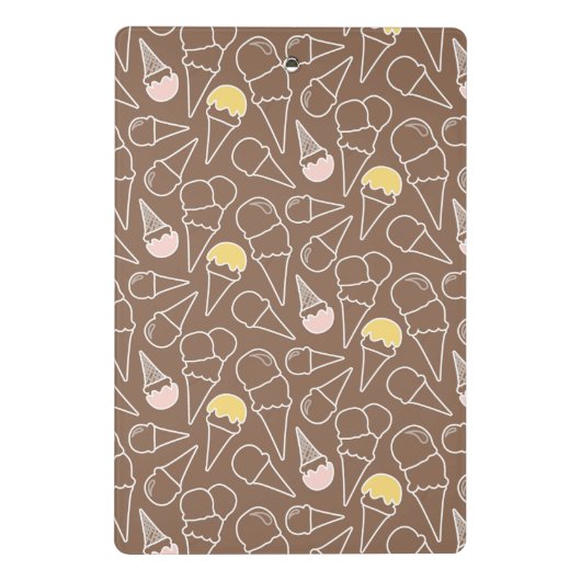 Ice Cream Cone Pattern on Brown Mini Klembord (Achterkant)