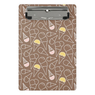 Ice Cream Cone Pattern on Brown Mini Klembord
