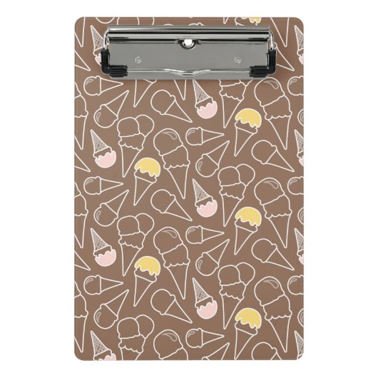 Ice Cream Cone Pattern on Brown Mini Klembord (Voorkant)