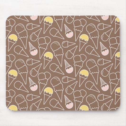 Ice Cream Cone Pattern on Brown Muismat (Voorkant)