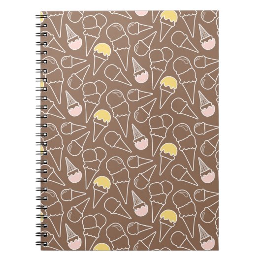 Ice Cream Cone Pattern on Brown Notitieboek (Voorkant)