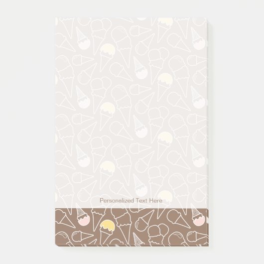 Ice Cream Cone Pattern on Brown Post-it® Notes (Voorkant)