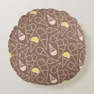 Ice Cream Cone Pattern on Brown Rond Kussen