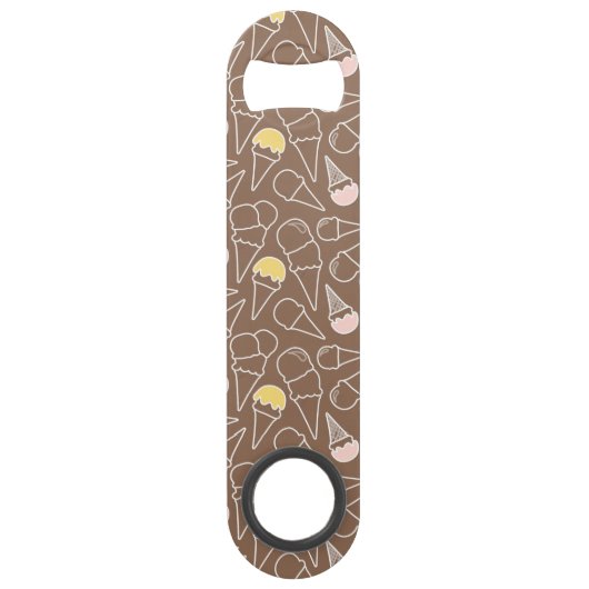 Ice Cream Cone Pattern on Brown Speed Flessenopener (Voorkant)