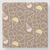 Ice Cream Cone Pattern on Brown Stenen Onderzetter (Voorkant)