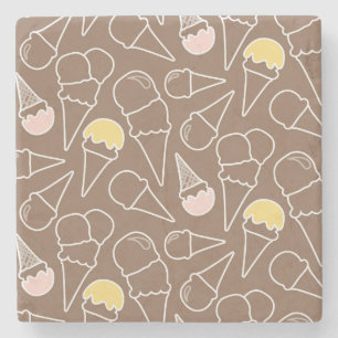 Ice Cream Cone Pattern on Brown Stenen Onderzetter