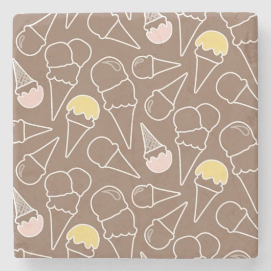 Ice Cream Cone Pattern on Brown Stenen Onderzetter (Voorkant)