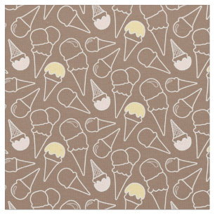 Ice Cream Cone Pattern on Brown Stof