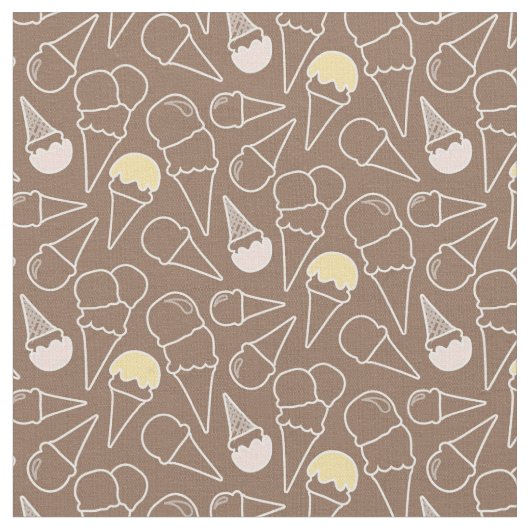 Ice Cream Cone Pattern on Brown Stof (Close Up)