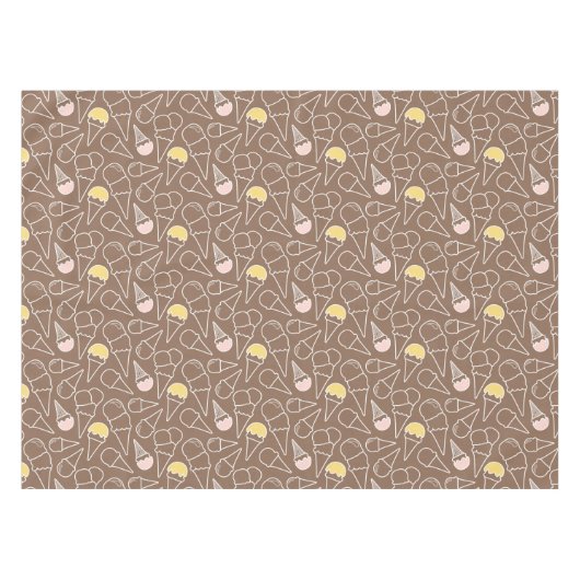 Ice Cream Cone Pattern on Brown Tafelkleed (Voorkant (Horizontaal))